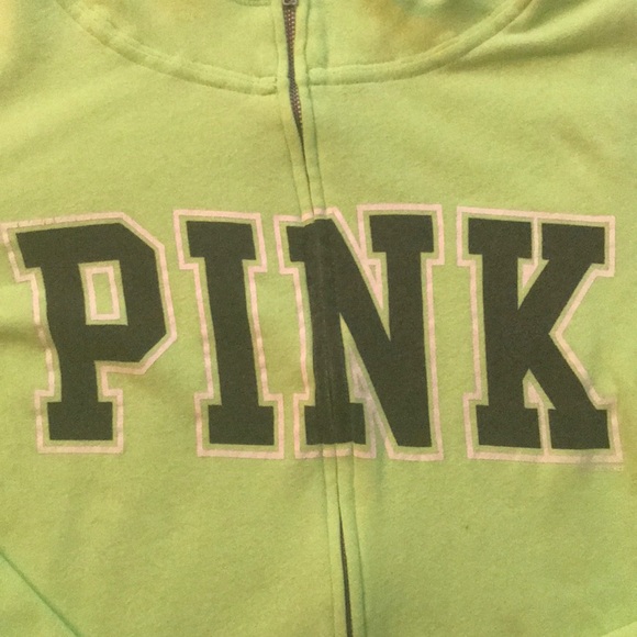 VS PINK Lime Green Funnel Neck Zip Up Sweatshirt - Picture 3 of 4